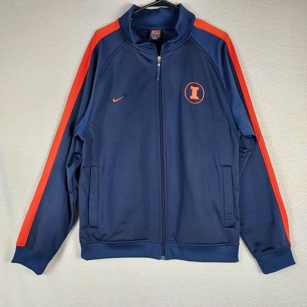 Nike Illinois Fighting Illini Track Jacket Mens M Blue Orange Full Zip